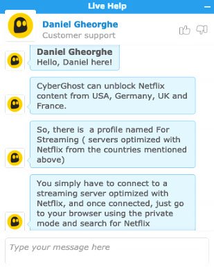 CyberGhost: Hỗ trợ khách hàng.