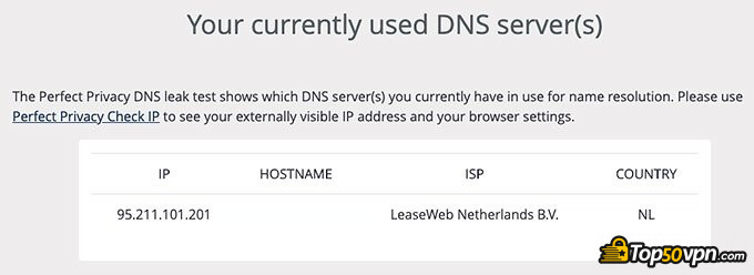Đánh giá Hide.me VPN: Kiểm tra rò rỉ DNS.