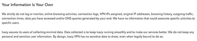 Đánh giá Ivacy VPN: Chính sách không ghi nghiêm ngặt.
